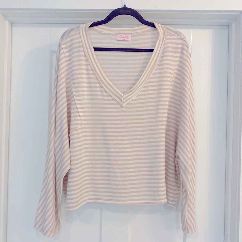 Pink Lily NEW PERSPECTIVE TAN/IVORY STRIPED